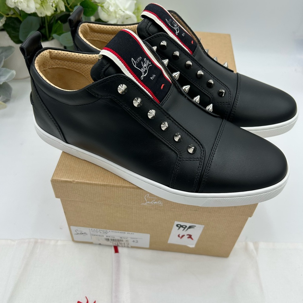 Men's Christian Louboutin F. A. V. FIQUE leather slip on sneakers size 42